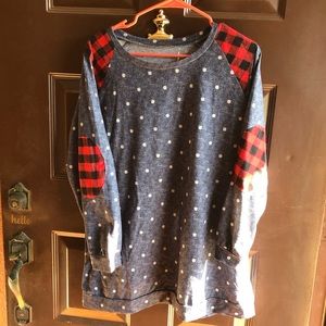 Raglan T-shirt XL - Polka Dot & Buffalo Check